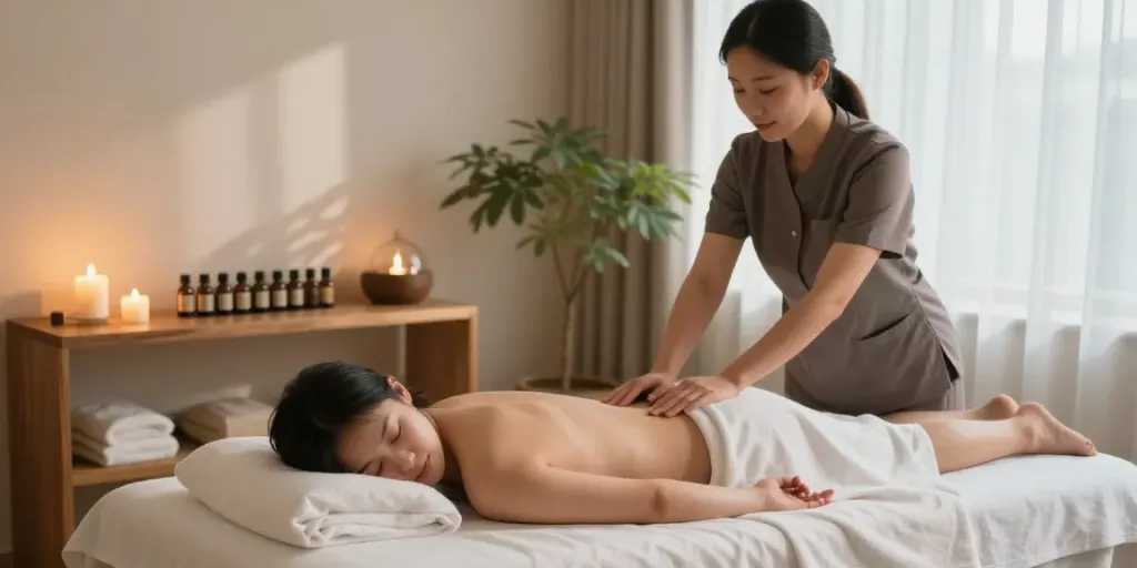 Relaxing 인천출장마사지 scene with calming decor and soothing ambiance.